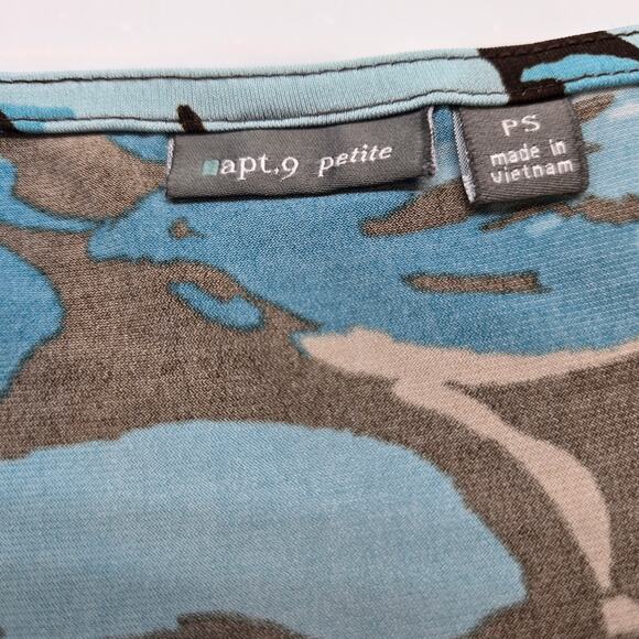 Apt. 9 Women's Dress PS Petite Small Blue Green Sleeves Misses Size P4  P6 4 6 - Picture 3 of 6